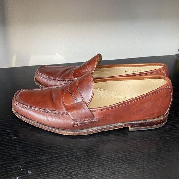 Allen Edmonds Hanover Brown Leather Moc Toe Penny Loafer Dress Shoe Mens US 10 B - Picture 4 of 12